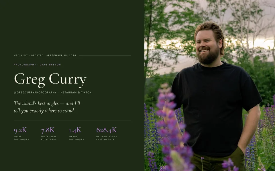 Live media kit for Greg Curry, photography